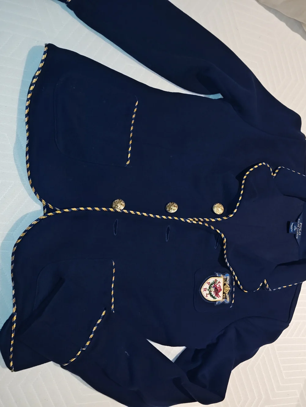 Polo by Ralph Lauren Navy Blazer with Gold Braid and Crest 8-10
